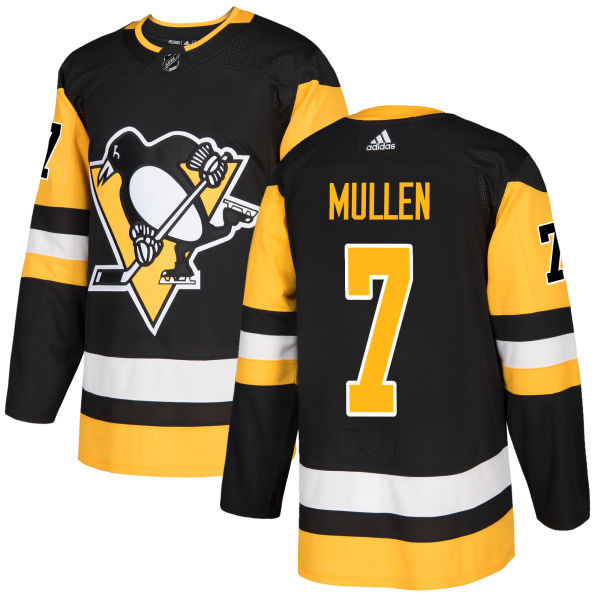 Adidas Men Pittsburgh Penguins #7 Joe Mullen Black Home Authentic Stitched NHL Jersey